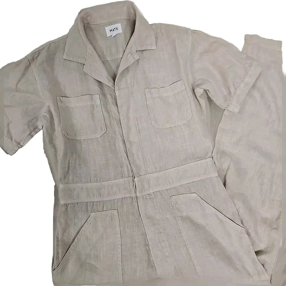 MATE the Label Cream Short-Sleeve Linen Jumpsuit - Picture 10 of 10
